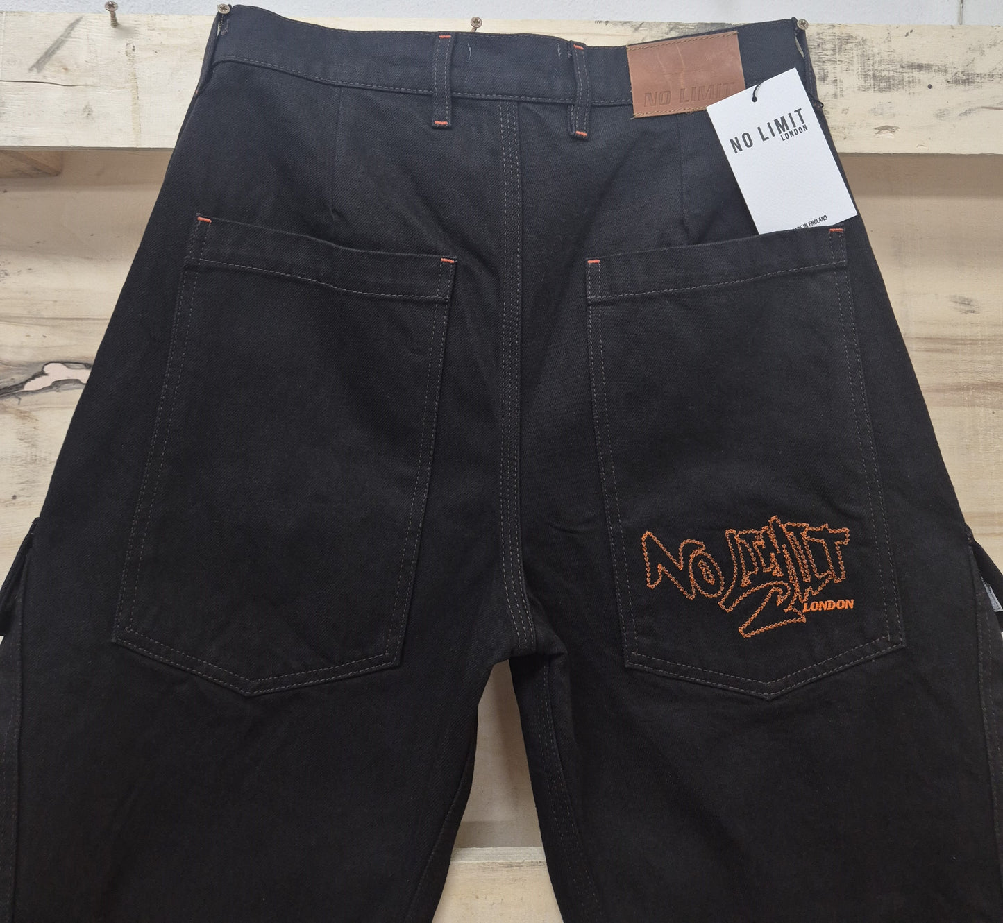 Men's Combat Baggy Denim Shorts Dark Brown 3 Quarter No Limit London 104 S