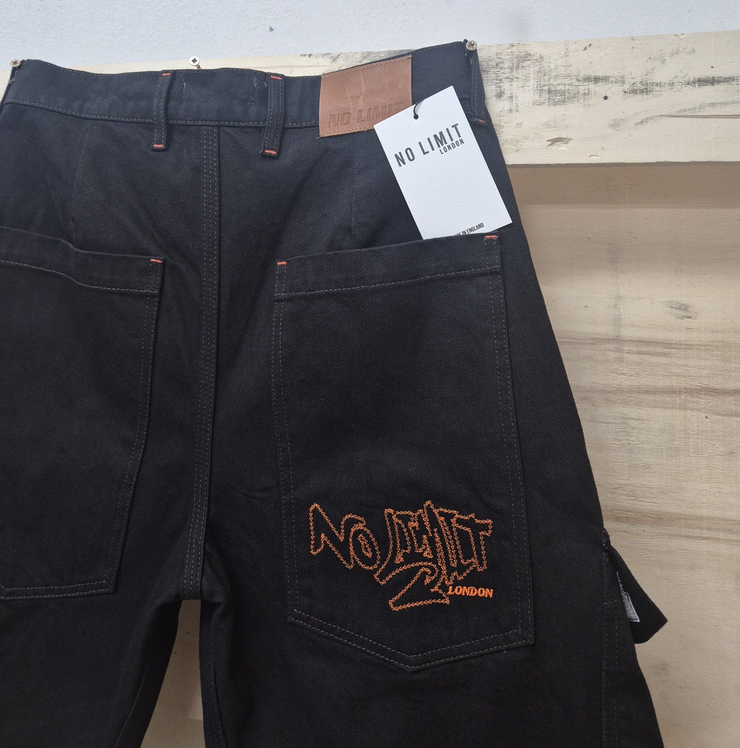 Men's Combat Baggy Denim Shorts Dark Brown 3 Quarter No Limit London 104 S