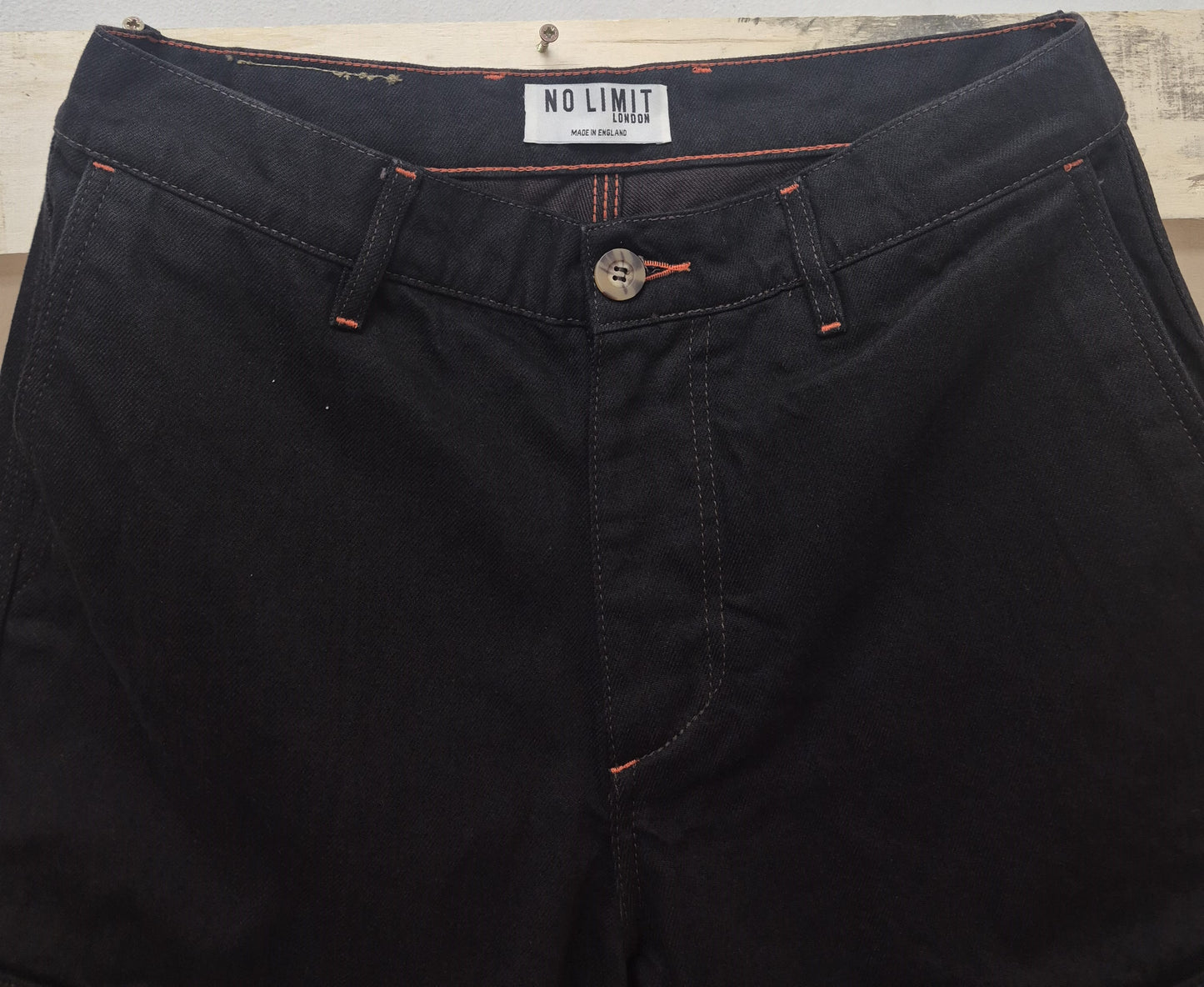 Men's Combat Baggy Denim Shorts Dark Brown 3 Quarter No Limit London 104 S