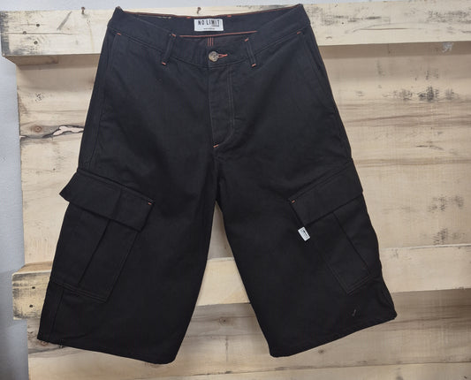 Men's Combat Baggy Denim Shorts Dark Brown 3 Quarter No Limit London 104 S