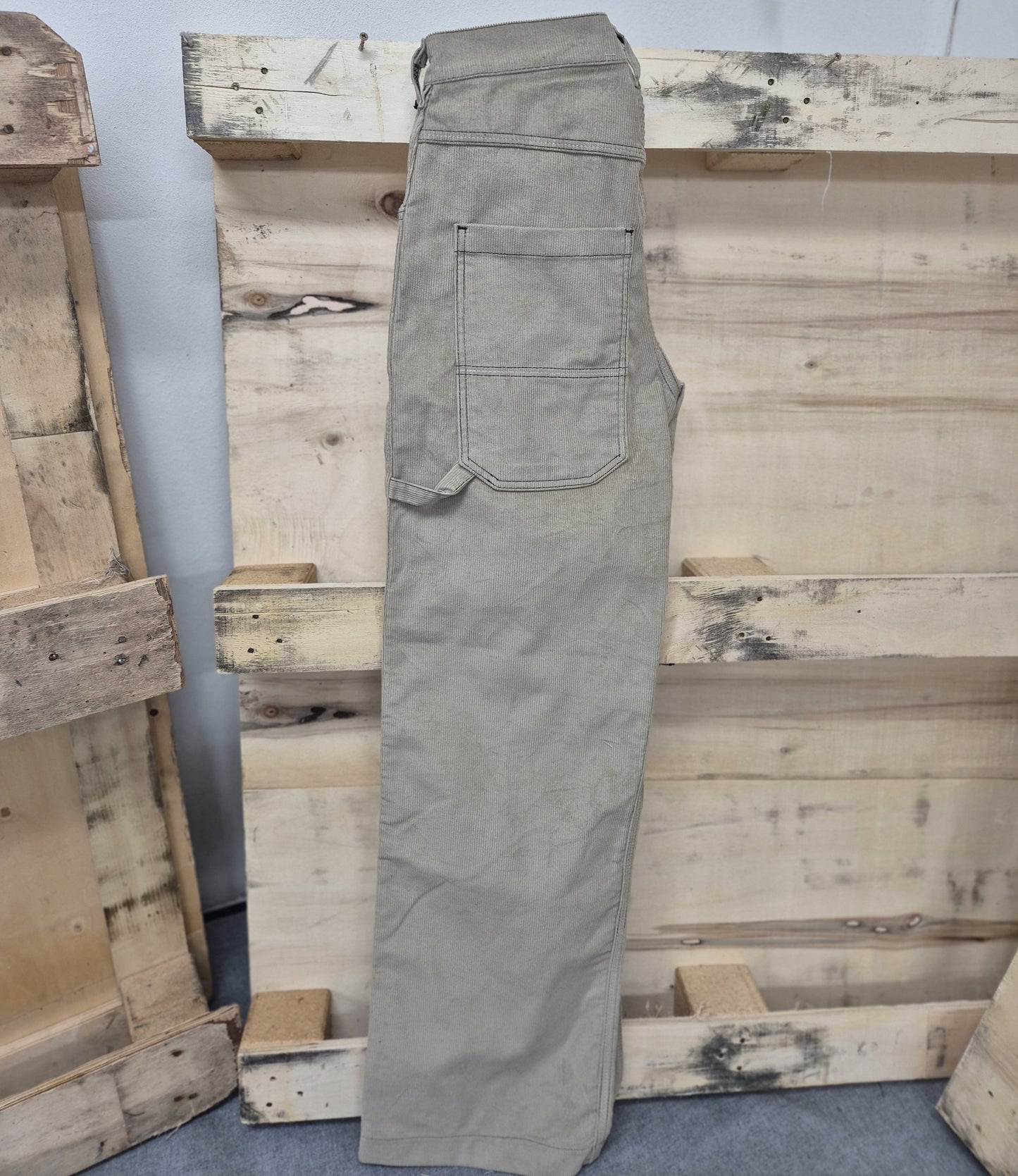 Men's Beige Baggy 24" Wide Leg Baggy Carpenter Cords Jeans No Limit London Embroidered logo - N128