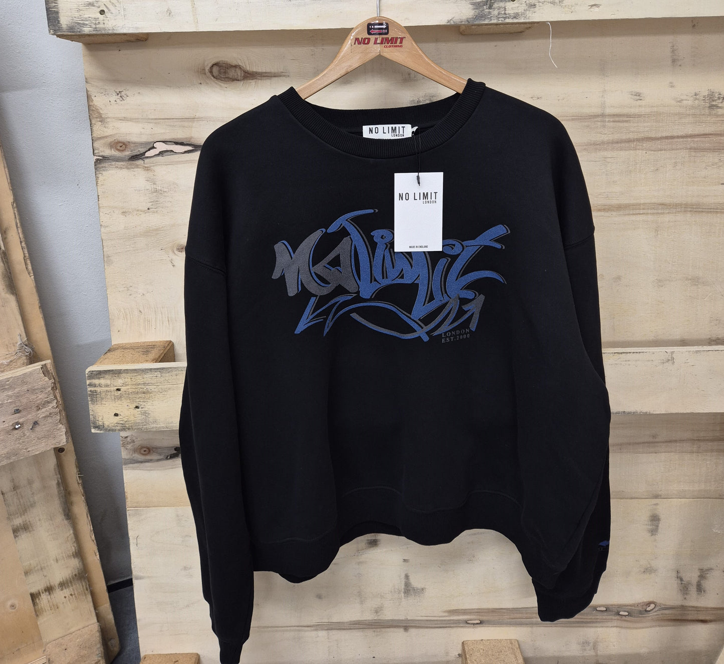 Black Sweatshirt Electric Blue No Limit Graffiti Logo