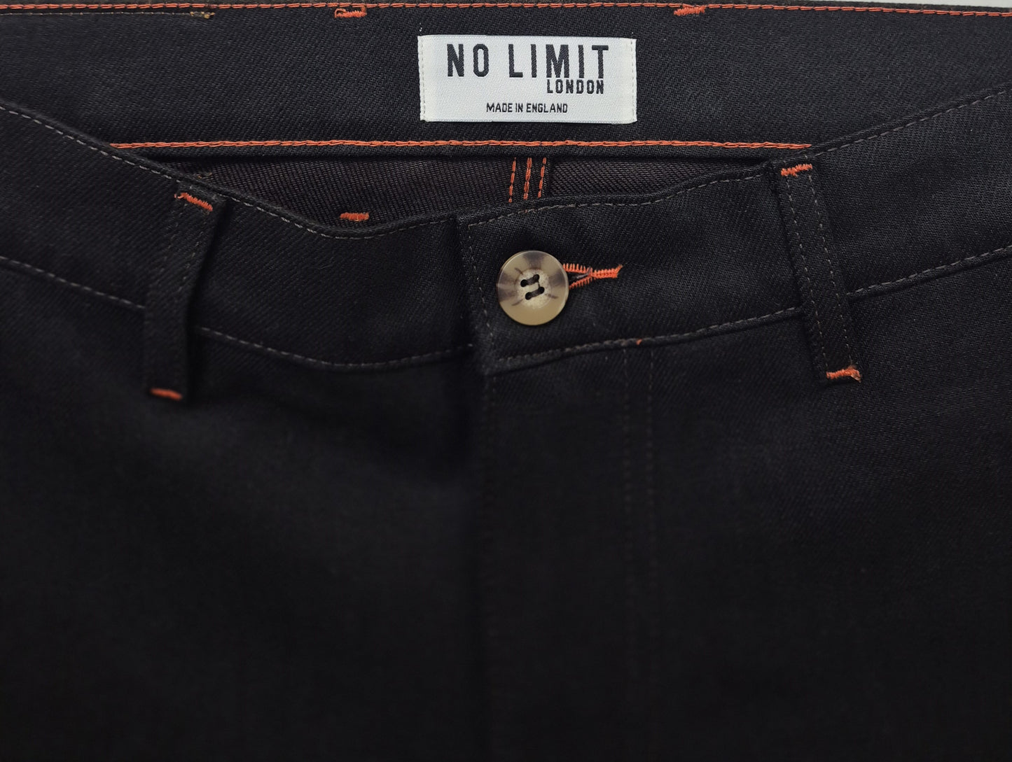 Dark Chocolate Brown Outline Logo Leg Embroidery Straight Cut Jeans