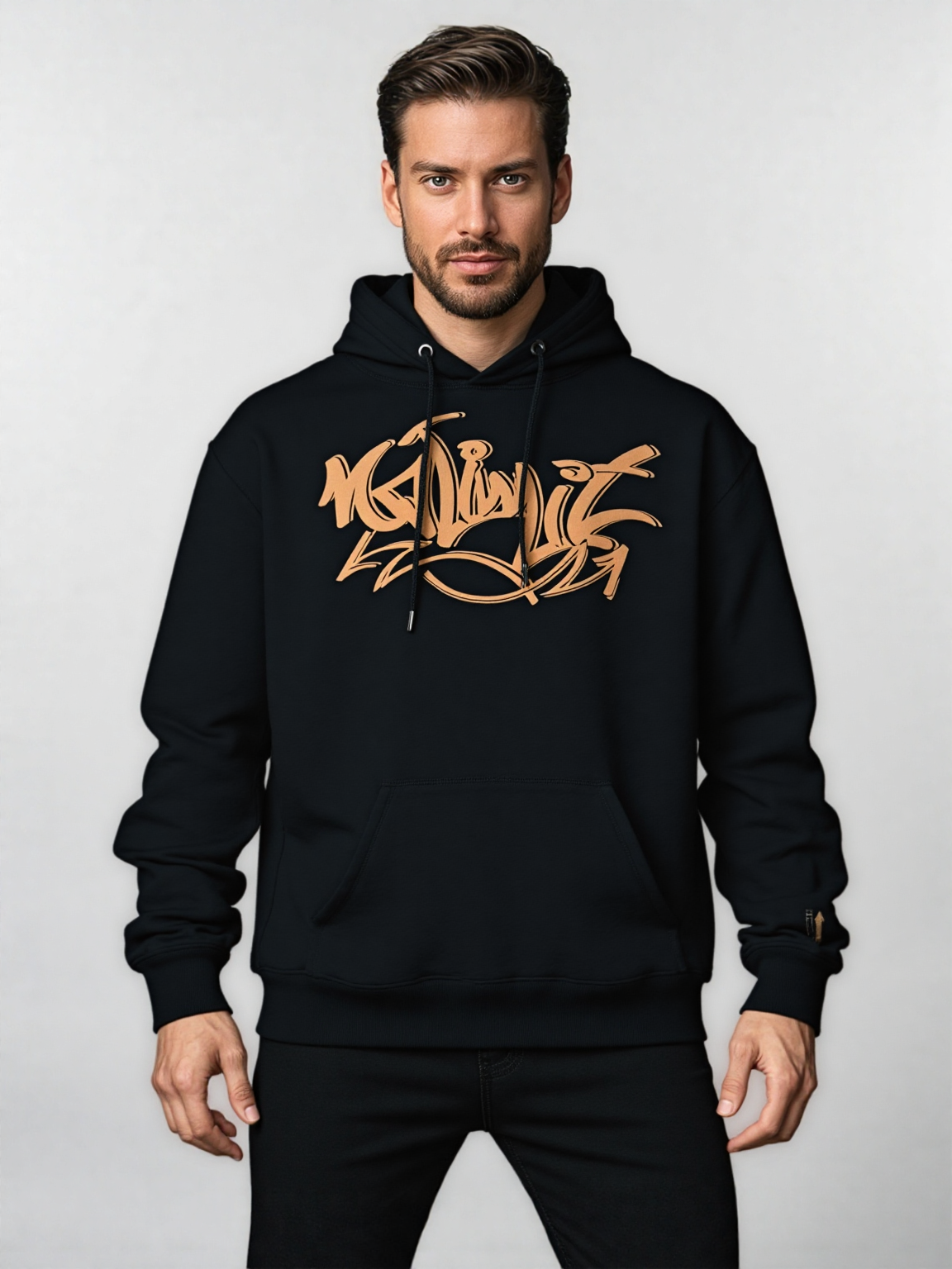 Men's No Limit London Black Pullover Drawstring Logo Essential Hoodie