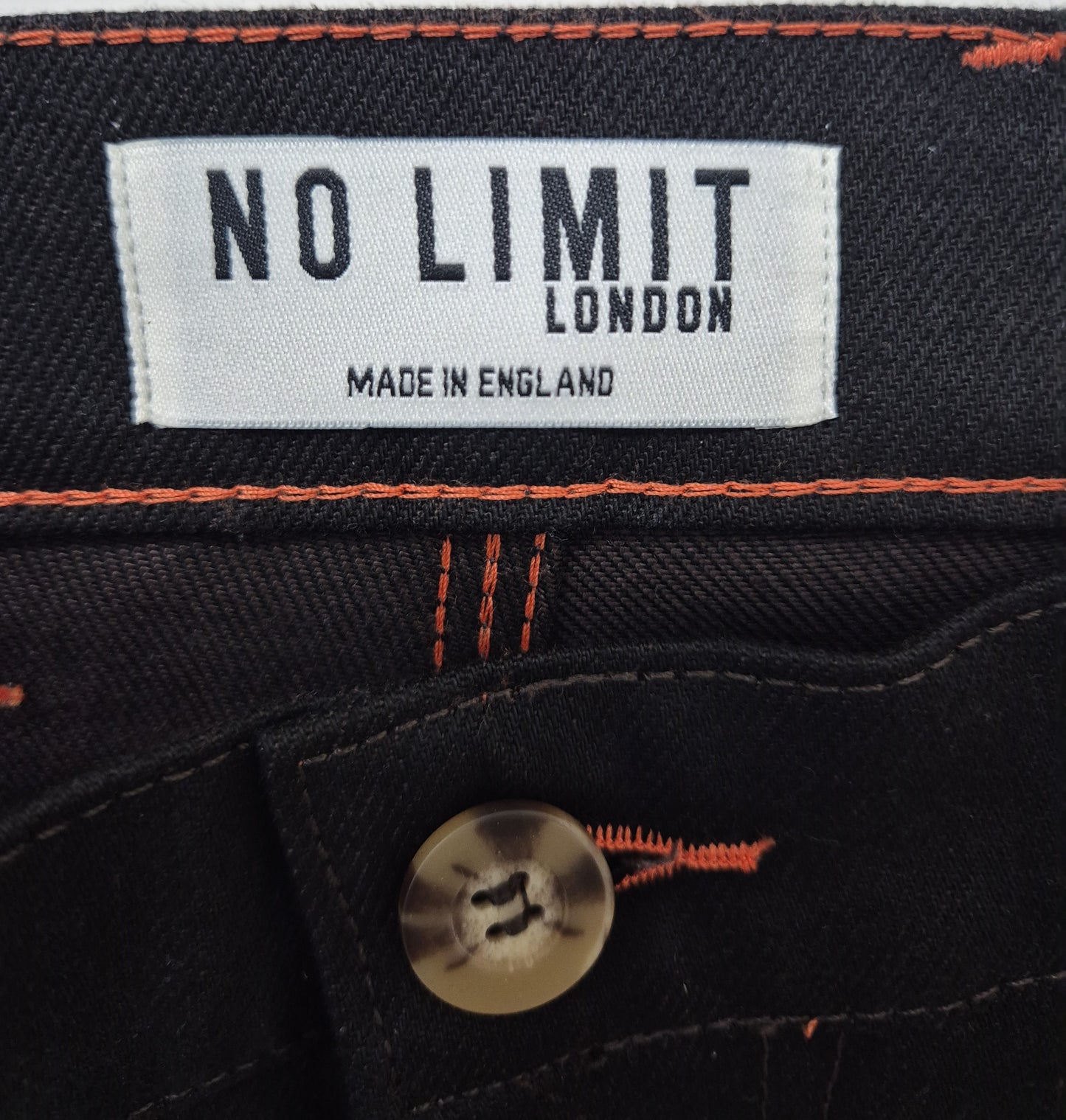 Dark Chocolate Brown Outline Logo Leg Embroidery Straight Cut Jeans