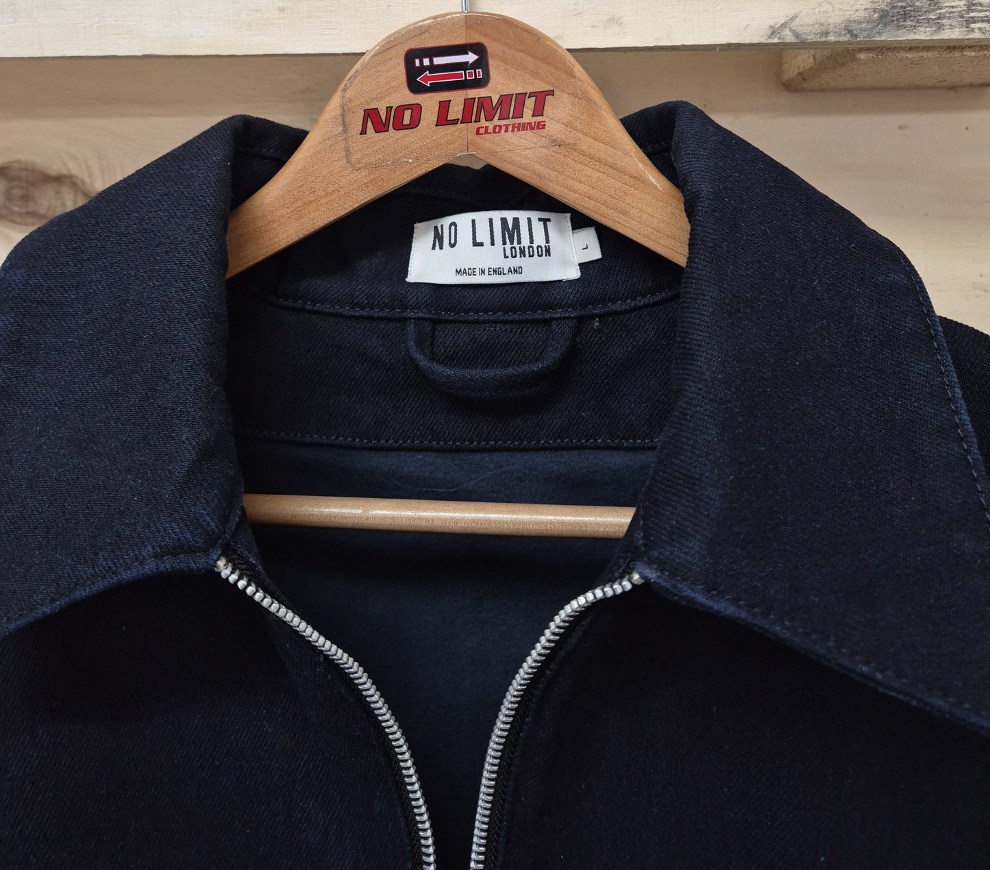 Men's Navy Blue Recycled Heavy Denim Blouson Bomber Fully Moleskin lined Jacket