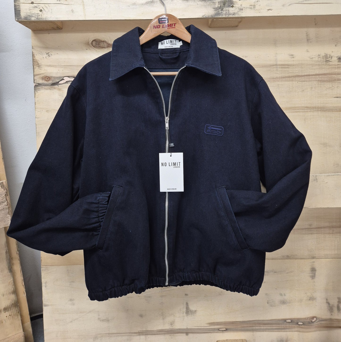 Men's Navy Blue Recycled Heavy Denim Blouson Bomber Fully Moleskin lined Jacket