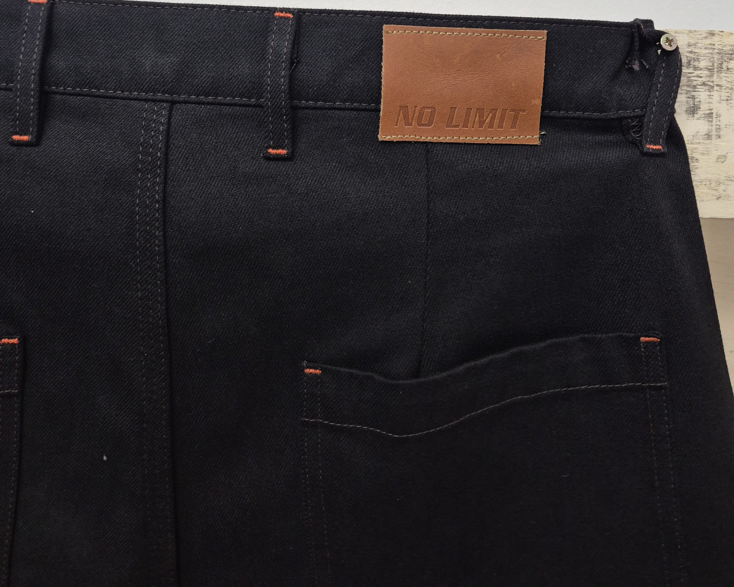 Dark Chocolate Brown Outline Logo Leg Embroidery Straight Cut Jeans