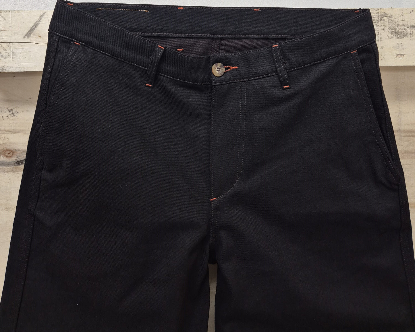 Dark Chocolate Brown Outline Logo Leg Embroidery Straight Cut Jeans