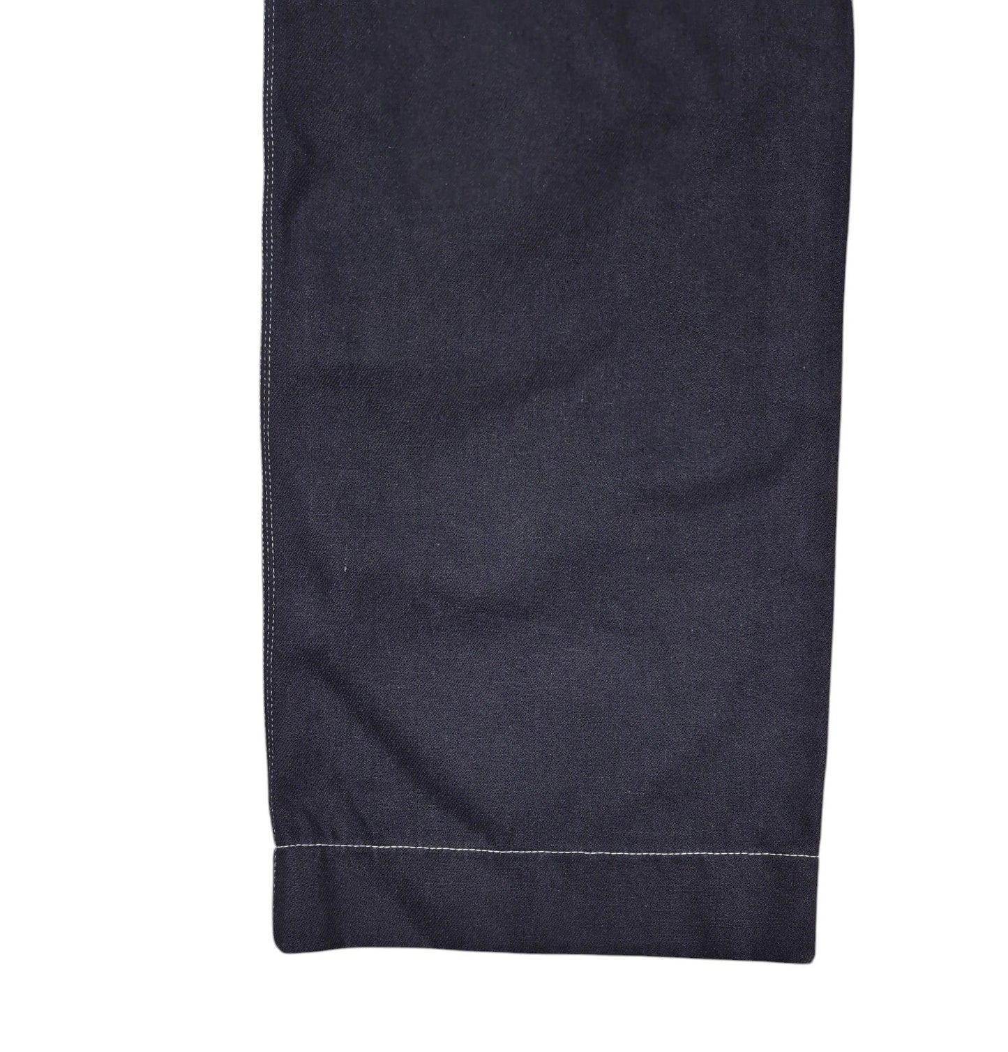 Blue Baggy 24" Wide Leg Denim Jeans White Chain Embroidery - 128