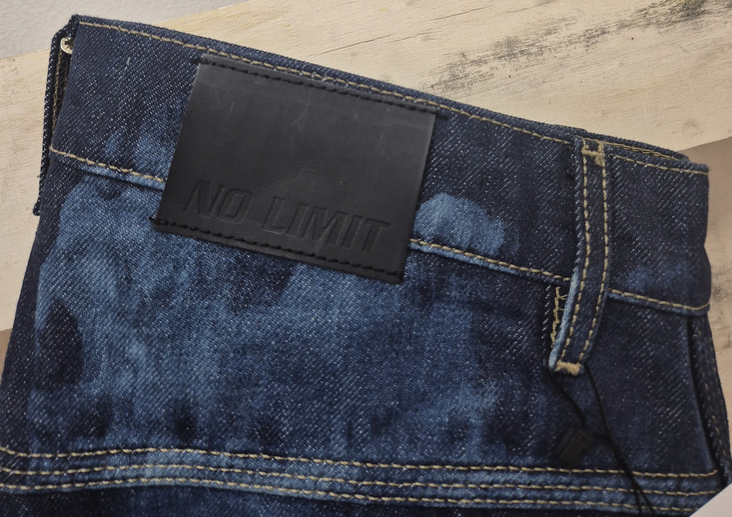 Men's Denim Shorts Bleached 3 Quarter Length No Limit London Logo  - 128 S