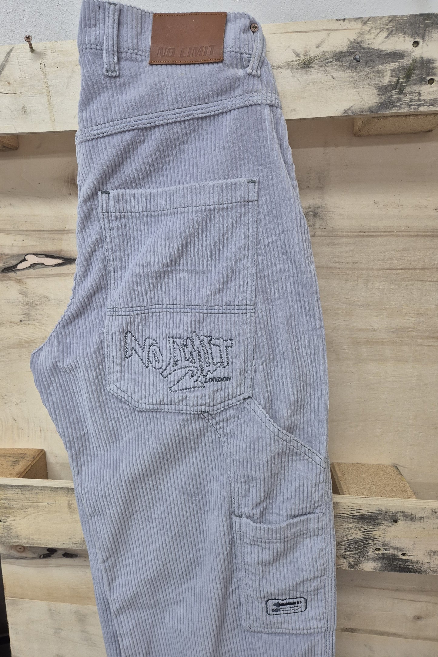 Sky Blue Baggy 24" Wide Leg Blouson Carpenter Jumbo Cords - N128