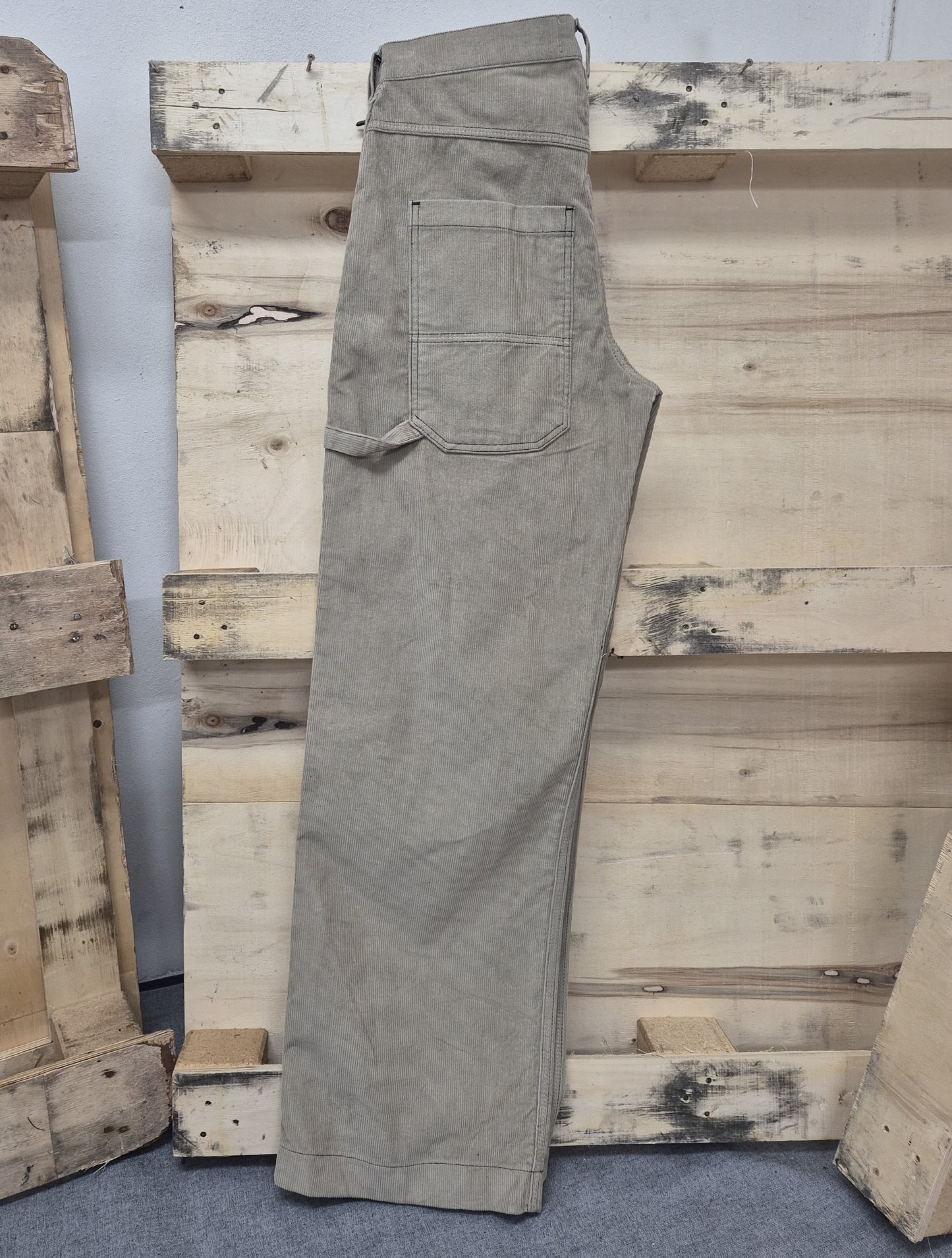Men's Beige Baggy 24" Wide Leg Baggy Carpenter Cords Jeans No Limit London Embroidered logo - N128