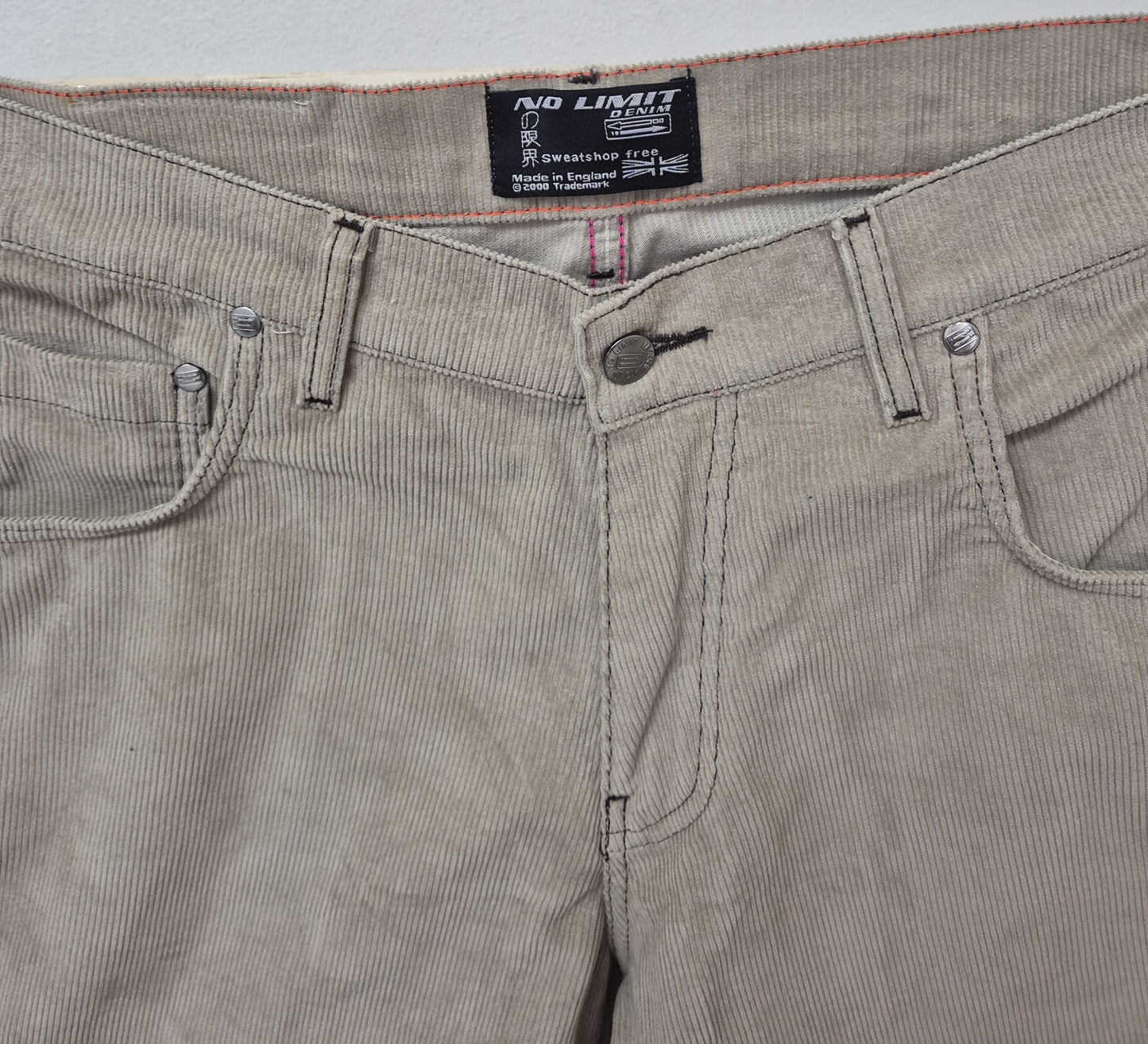 Men's Beige Baggy 24" Wide Leg Baggy Carpenter Cords Jeans No Limit London Embroidered logo - N128