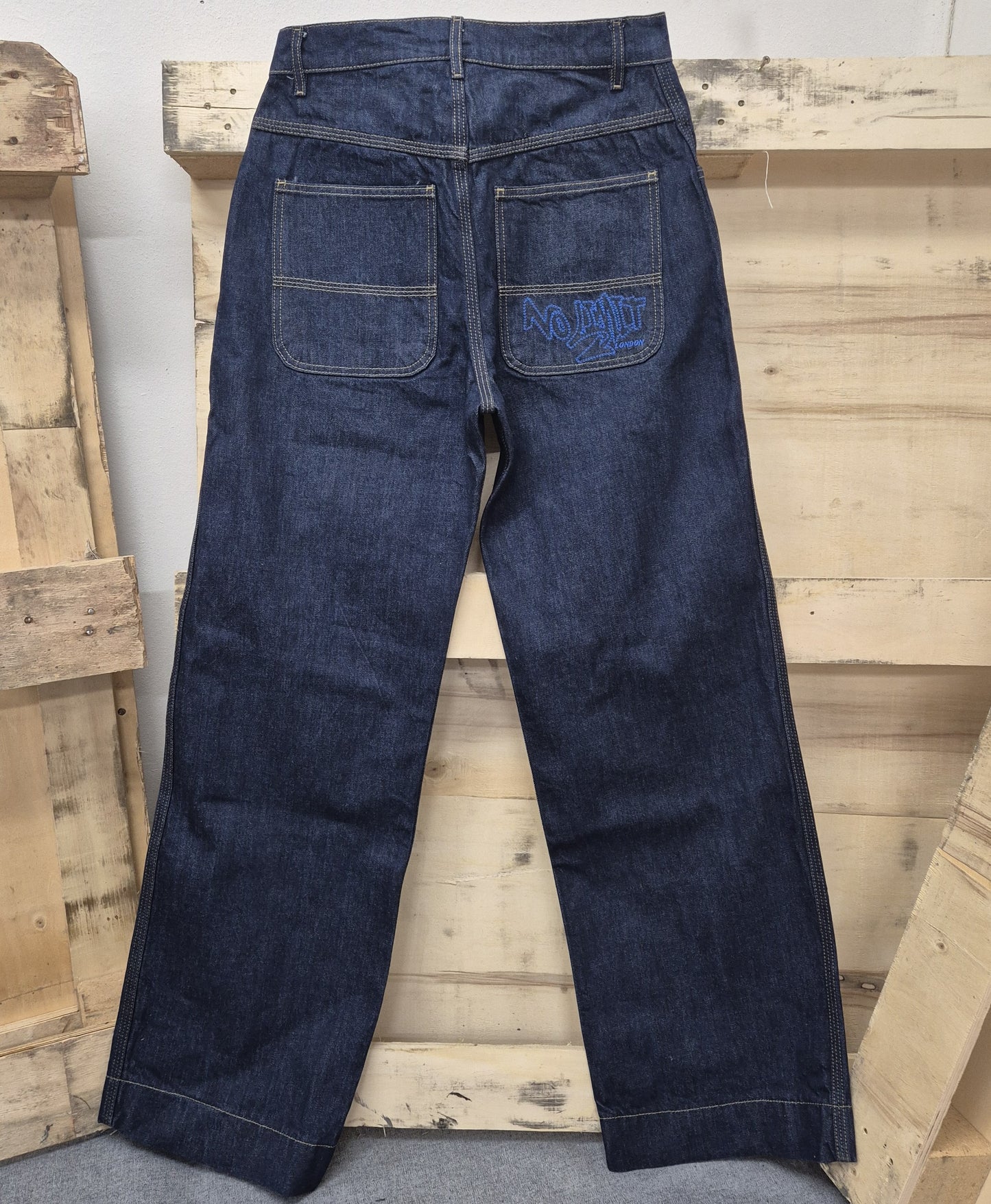 Blue Baggy 24" Wye Been Denim Blou No Limit Graffiti Logo Jeans - 128 No Limit London