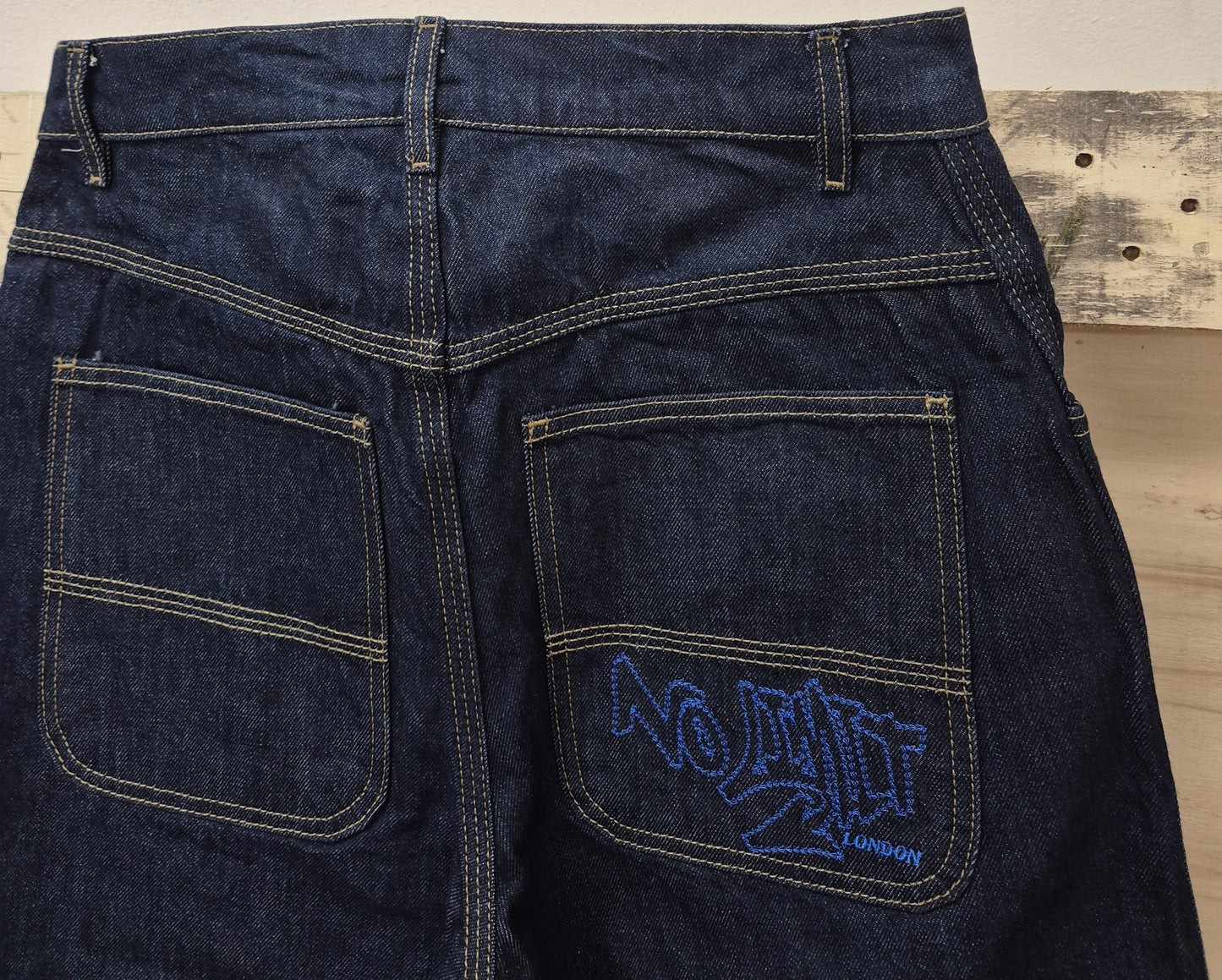 Blue Baggy 24" Wye Been Denim Blou No Limit Graffiti Logo Jeans - 128 No Limit London