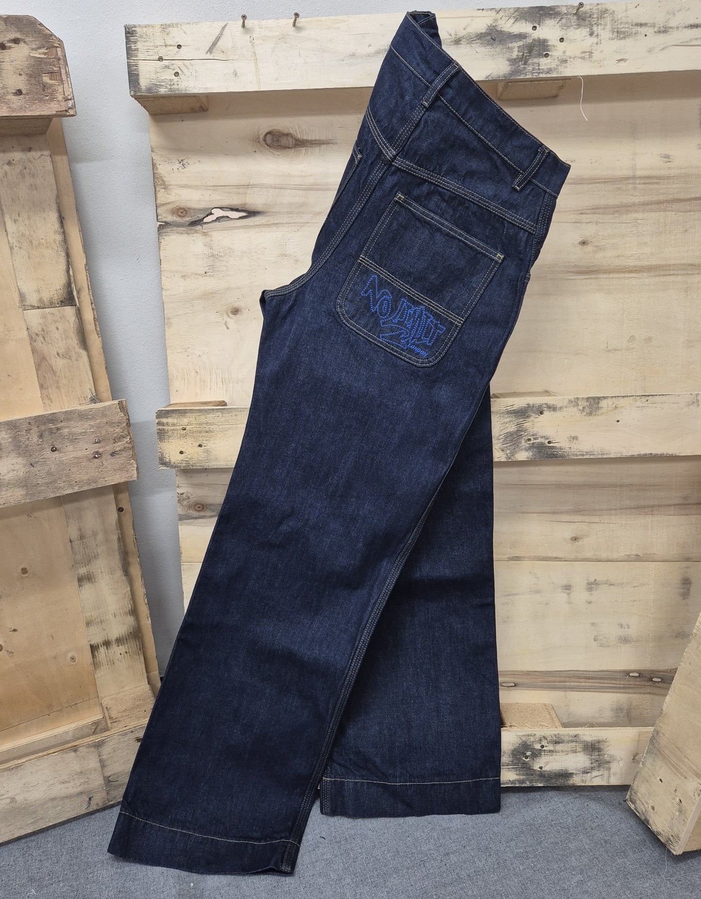 Blue Baggy 24" Wye Been Denim Blou No Limit Graffiti Logo Jeans - 128 No Limit London