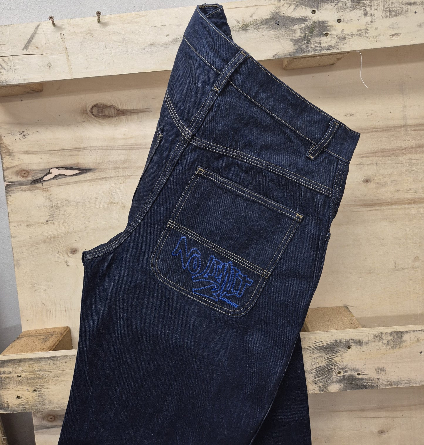 Blue Baggy 24" Wye Been Denim Blou No Limit Graffiti Logo Jeans - 128 No Limit London