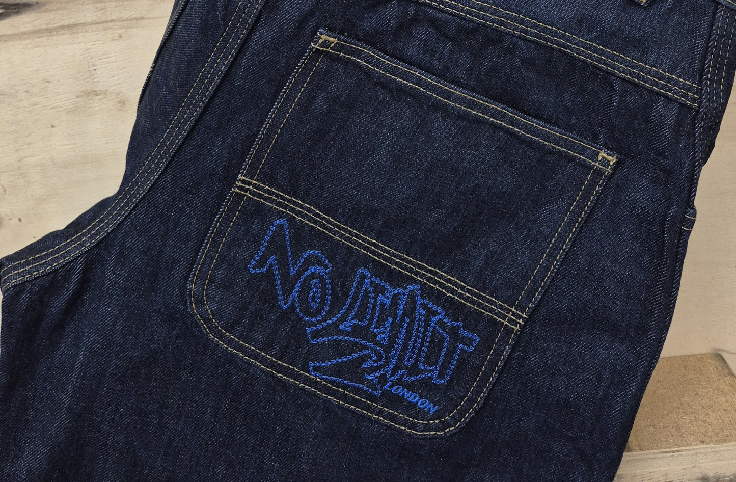 Blue Baggy 24" Wye Been Denim Blou No Limit Graffiti Logo Jeans - 128 No Limit London