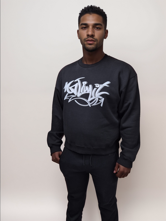 Men's No Limit Electric White Graffiti Print Logo Essential Sweatshirt