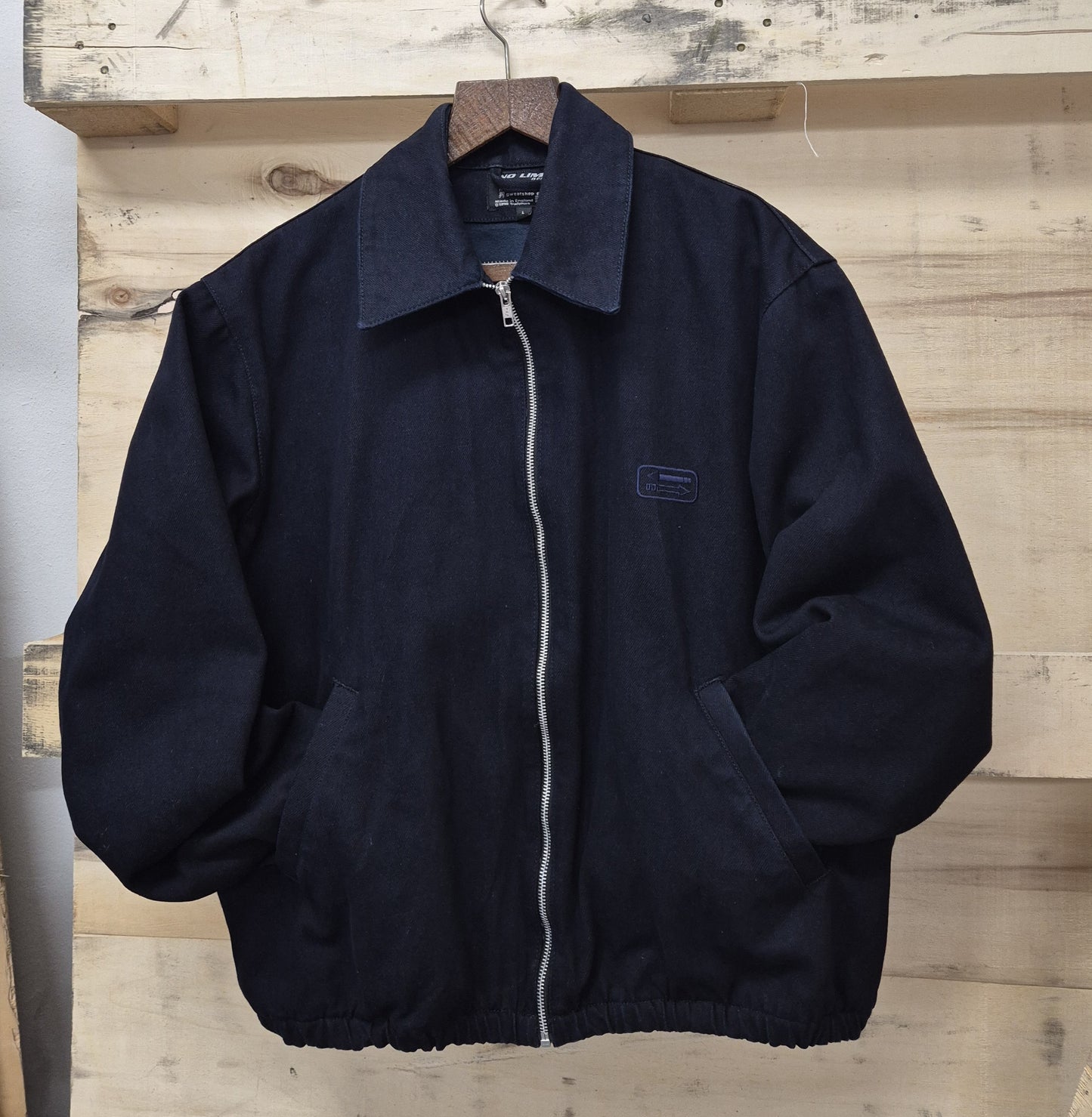 Navy Blue Recycled Heavy Denim Blouson Bomber Fully Moleskin lined Jacket