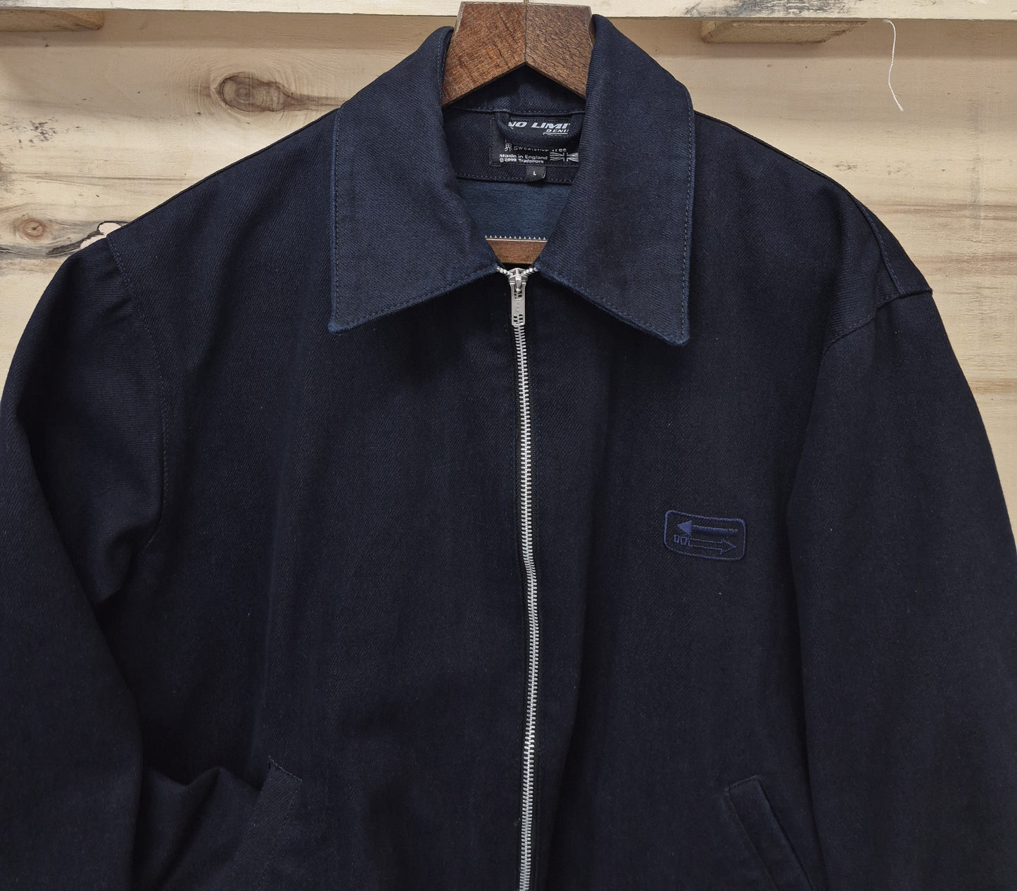 Navy Blue Recycled Heavy Denim Blouson Bomber Fully Moleskin lined Jacket