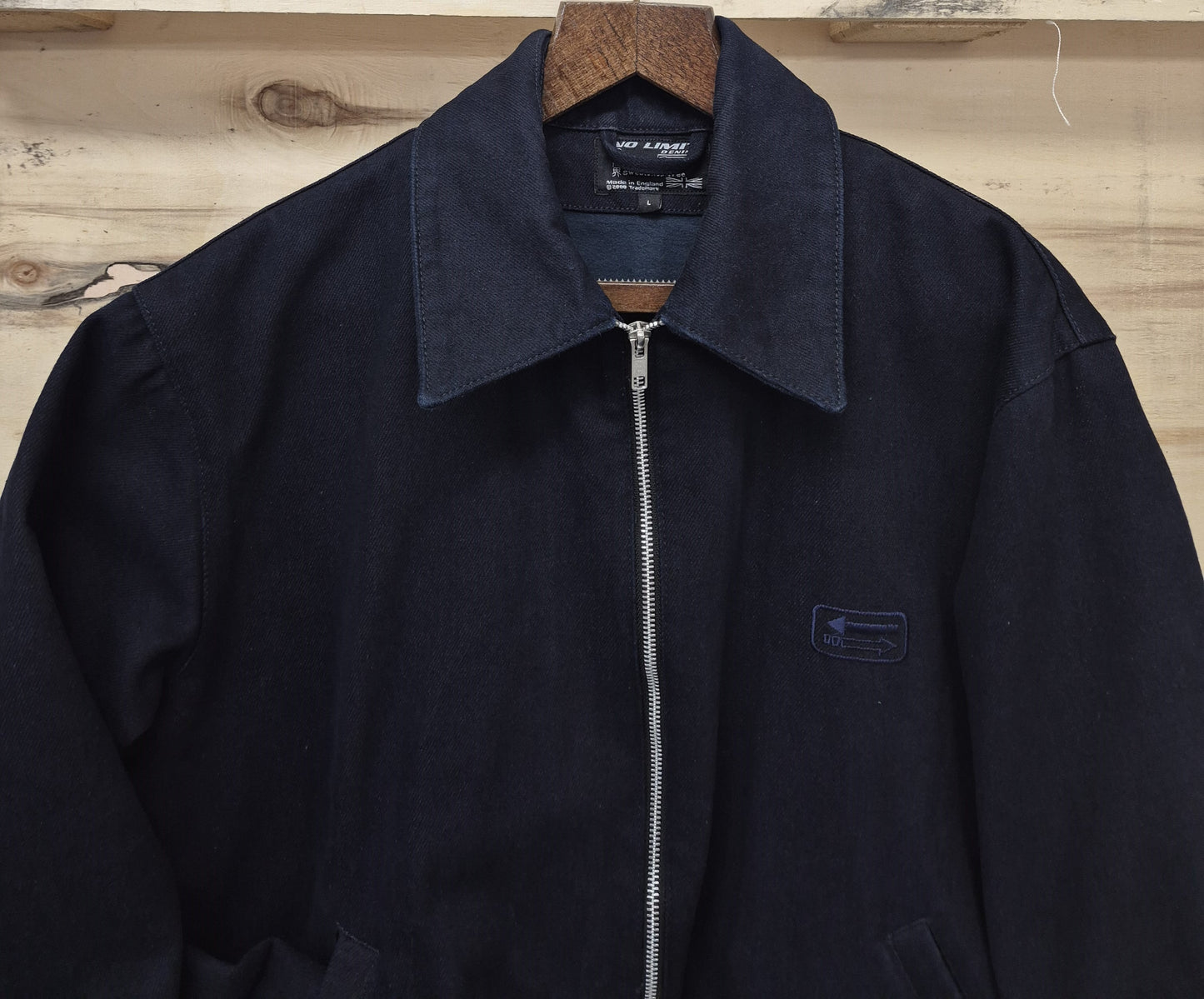 Navy Blue Recycled Heavy Denim Blouson Bomber Fully Moleskin lined Jacket