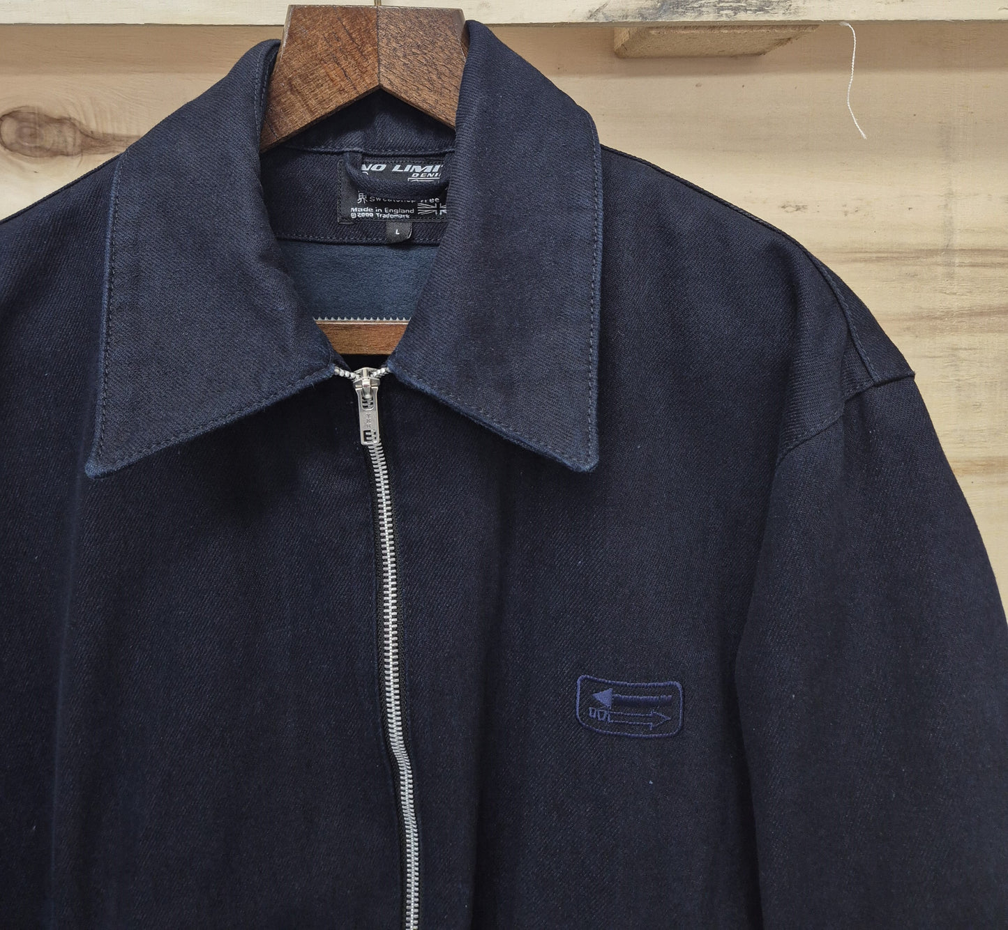 Navy Blue Recycled Heavy Denim Blouson Bomber Fully Moleskin lined Jacket