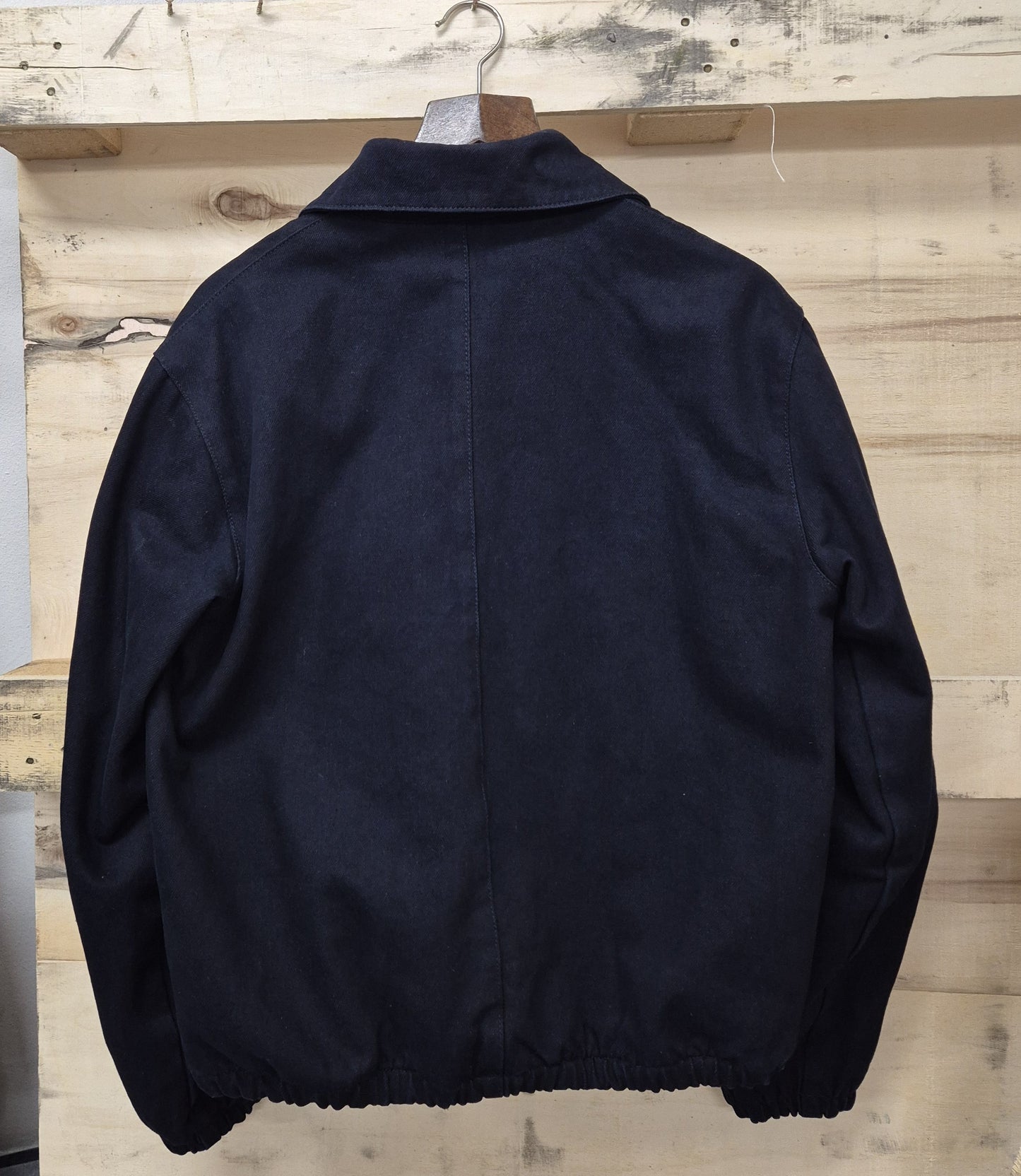 Navy Blue Recycled Heavy Denim Blouson Bomber Fully Moleskin lined Jacket