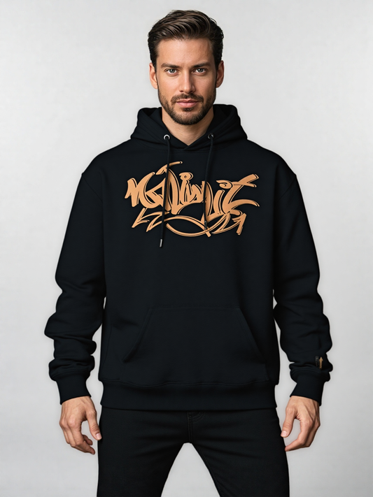 Men's No Limit London Black Pullover Drawstring Logo Essential Hoodie