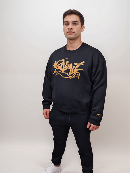 Men's No Limit Electric Rust Gold Graffiti Print Logo Essential Sweatshirt