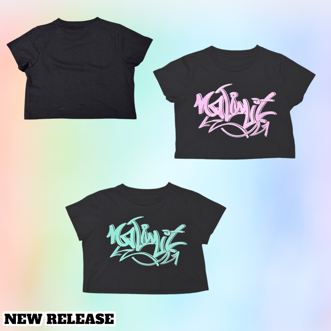 Swart gesnyde graffiti-logo-t-hemp vir vroue