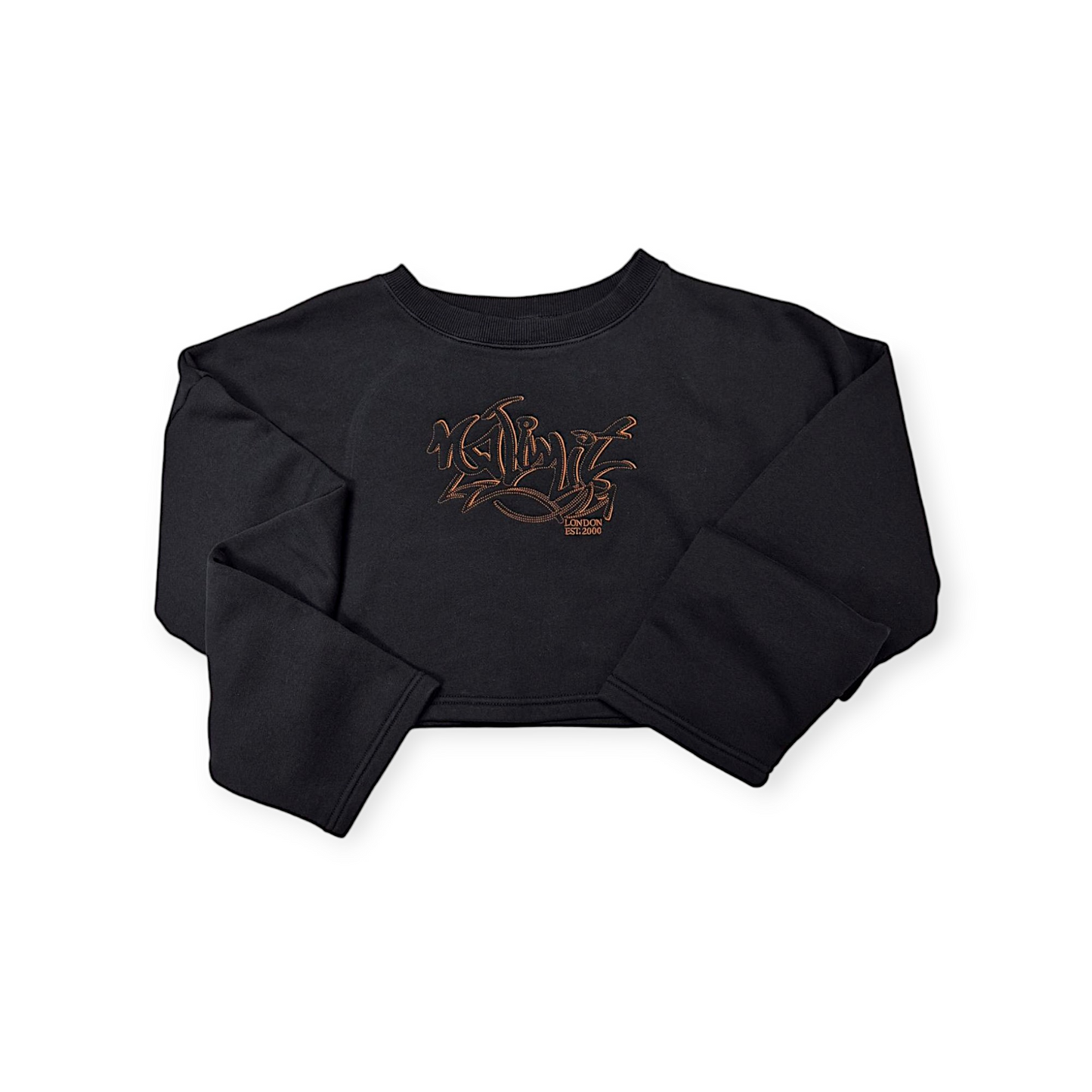 Women' Gym Workout Black Cropped pullover Sweatshirt No Limit Embroidery