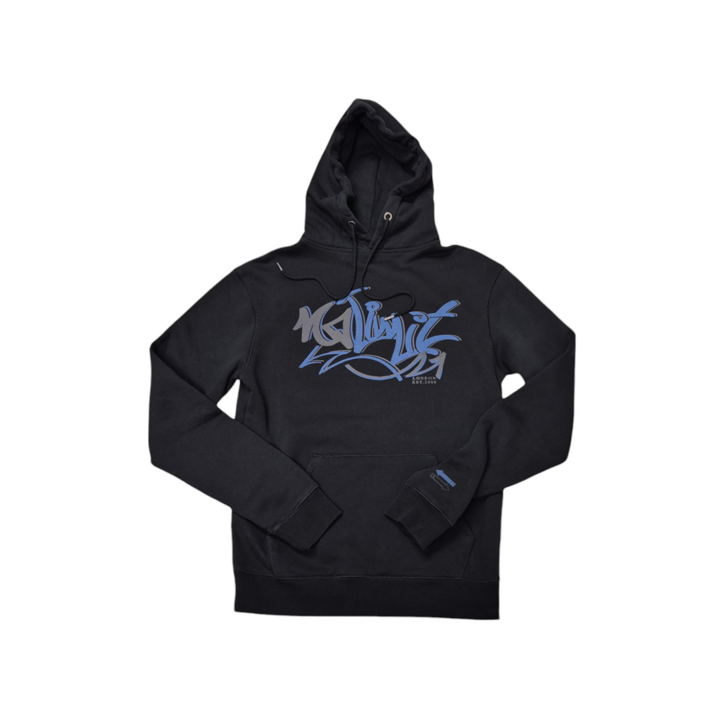 Men's No Limit Black Pullover Drawstring Electric Print Logo Essential Hoodie