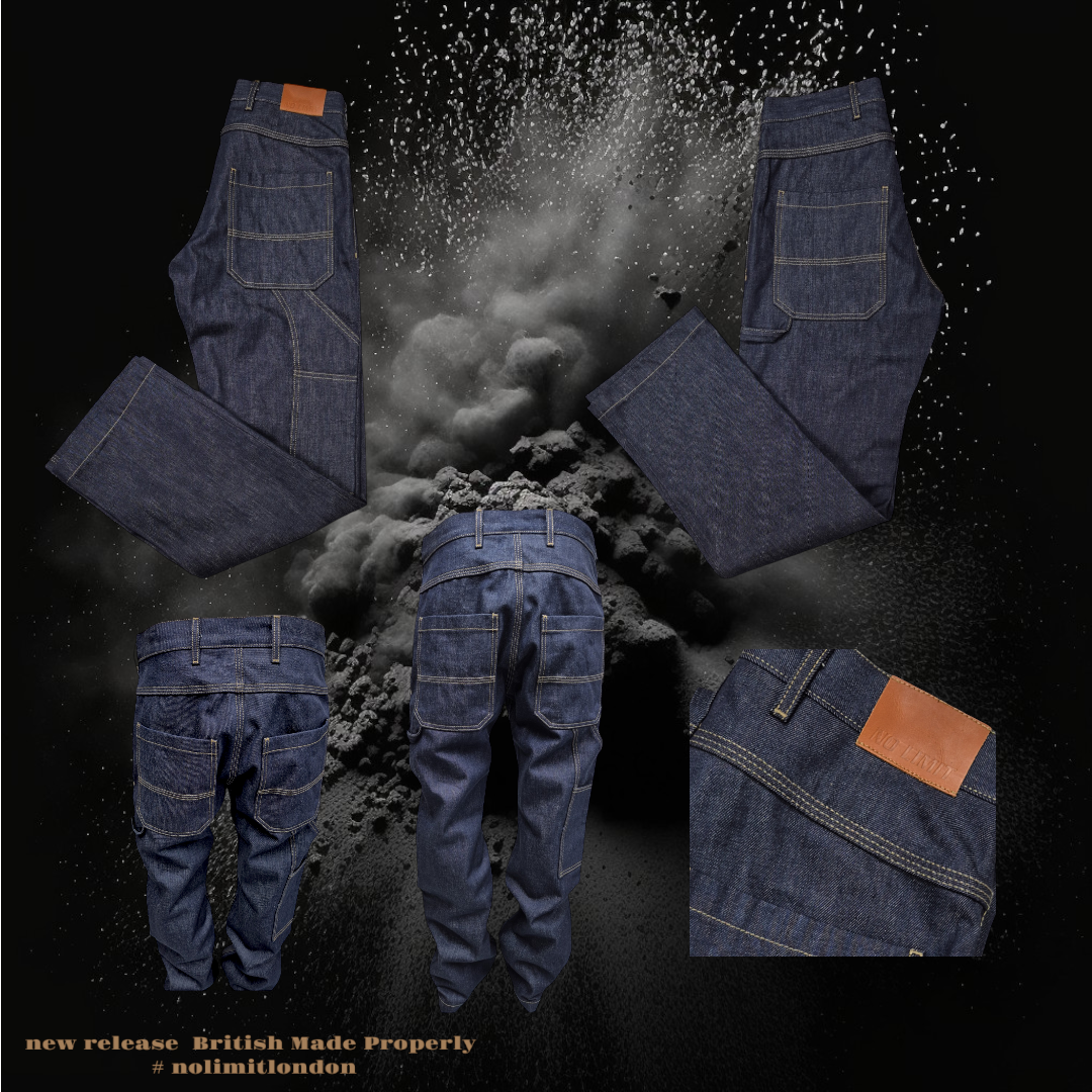 Indigo Blue Boot Cut Leg Carpenter Workwear Jeans - 106