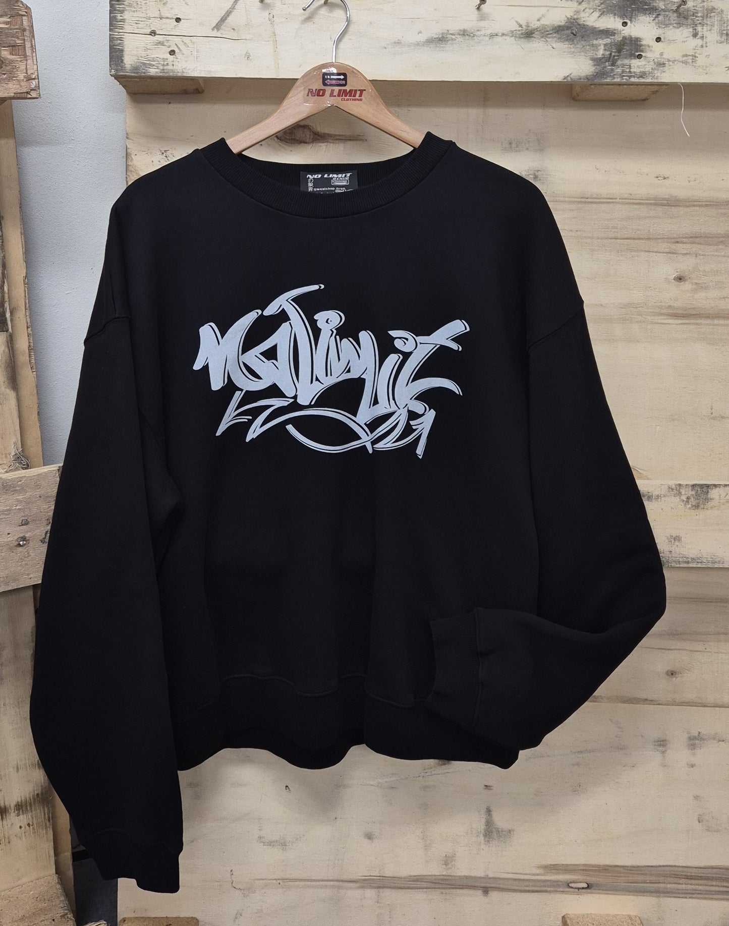 Men's No Limit Electric White Graffiti Print Logo Essential Sweatshirt