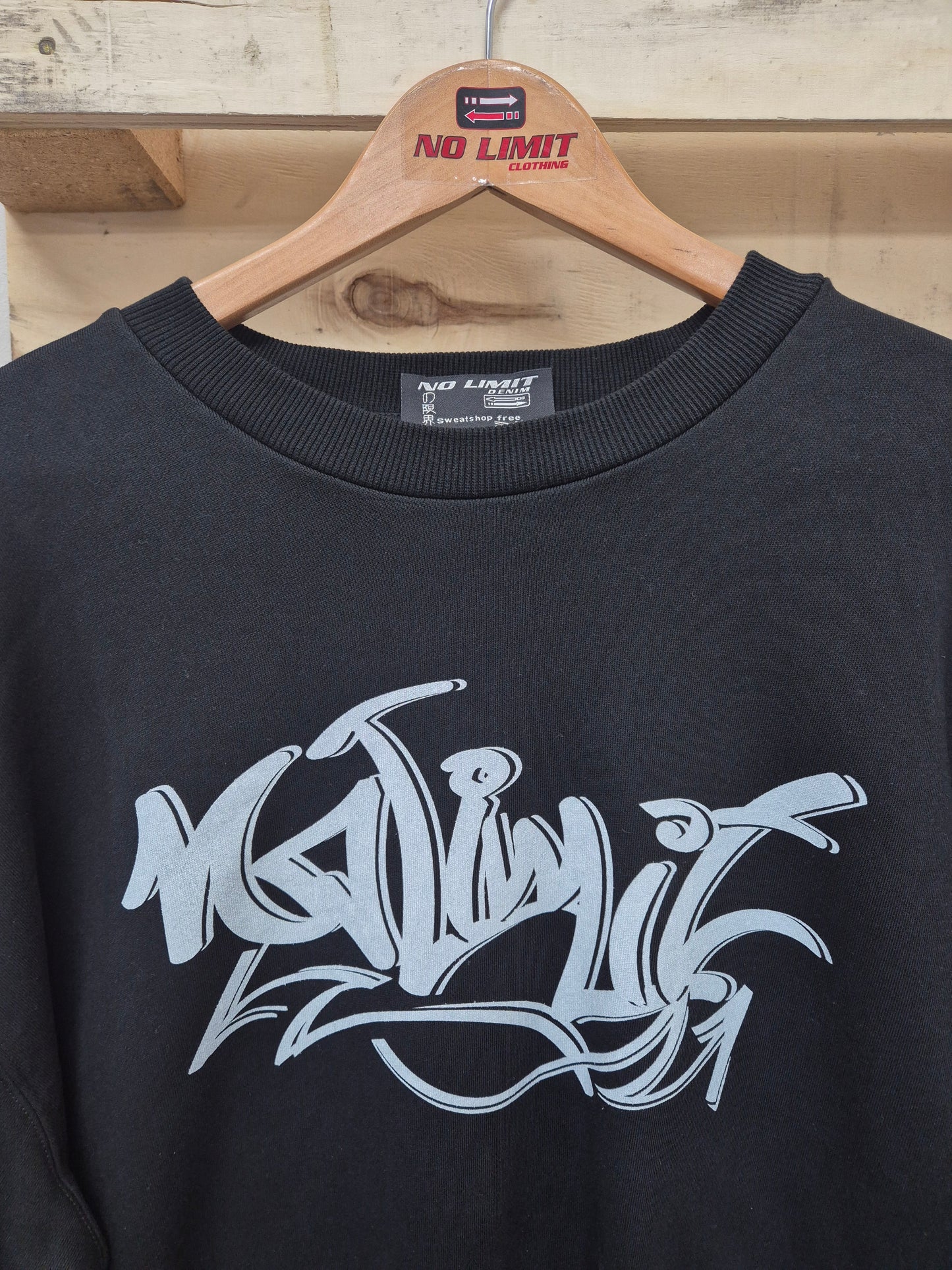 Men's No Limit Electric White Graffiti Print Logo Essential Sweatshirt